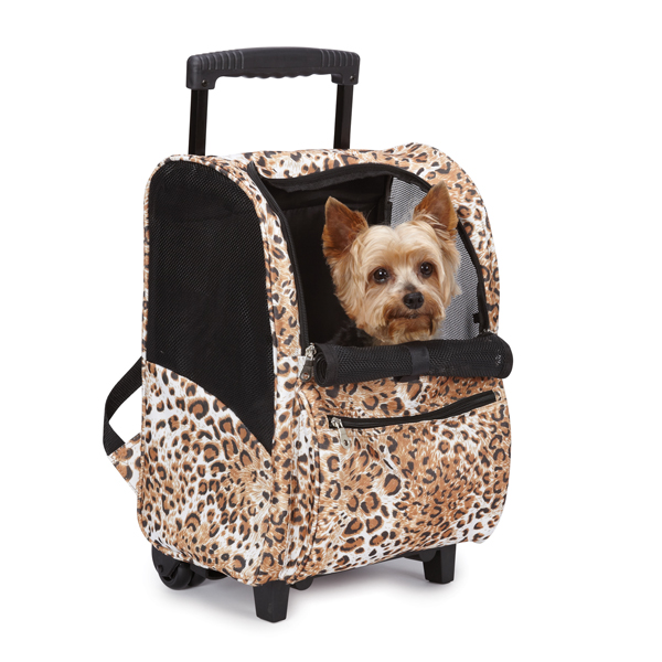 Animal Print Backpack Dog Carrier on Wheels - Cheetah | BaxterBoo