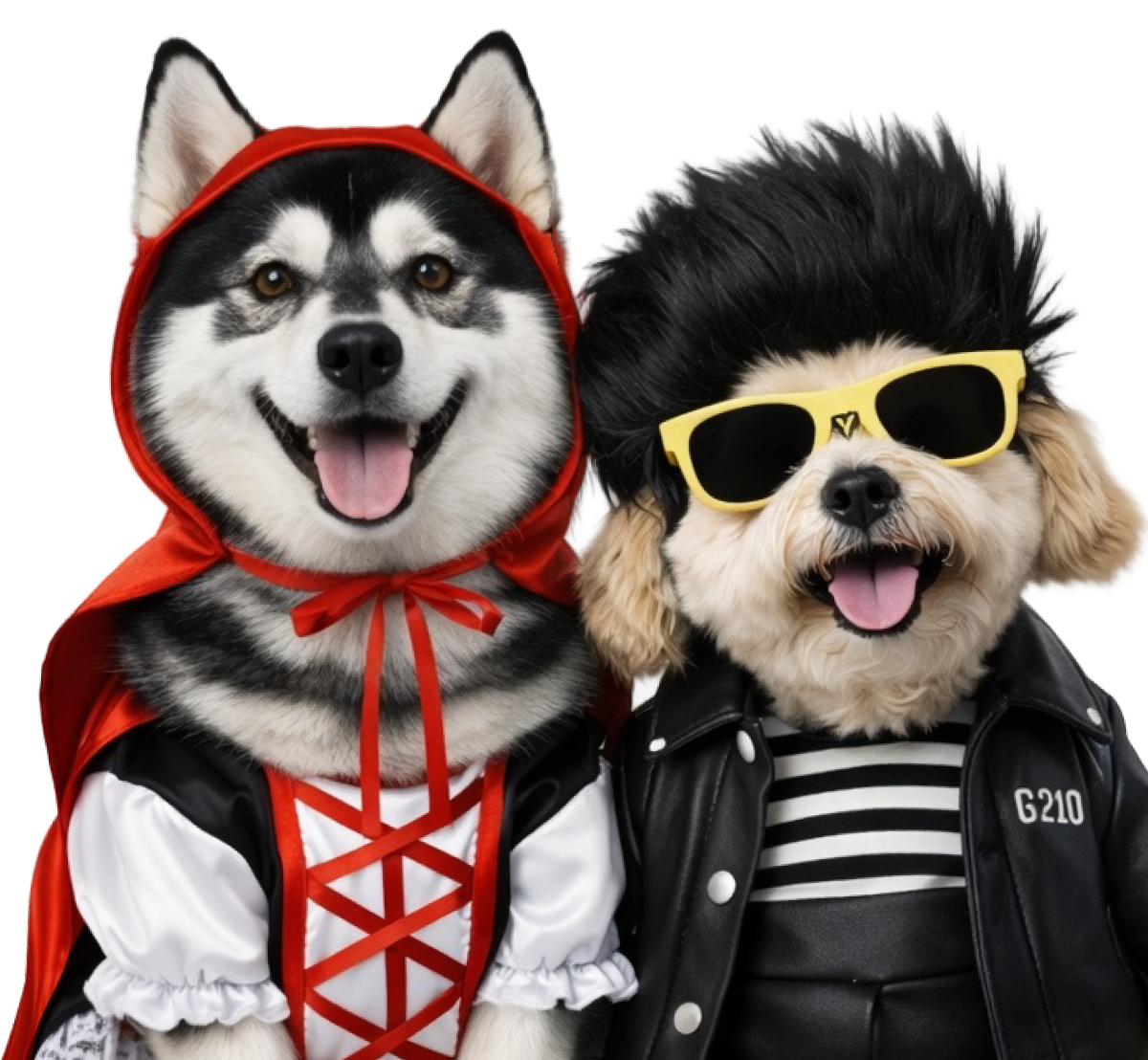 Dogs dressed in Halloween costumes