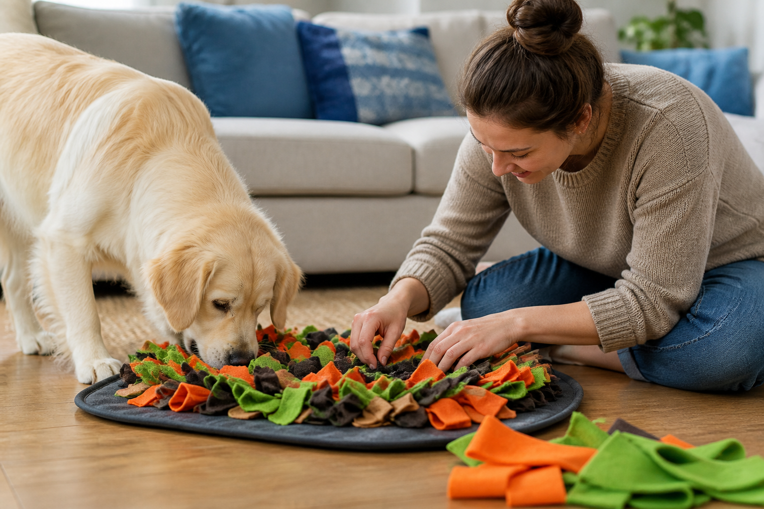 How to Make a Snuffle Mat for Dog Enrichment and Slower Meals