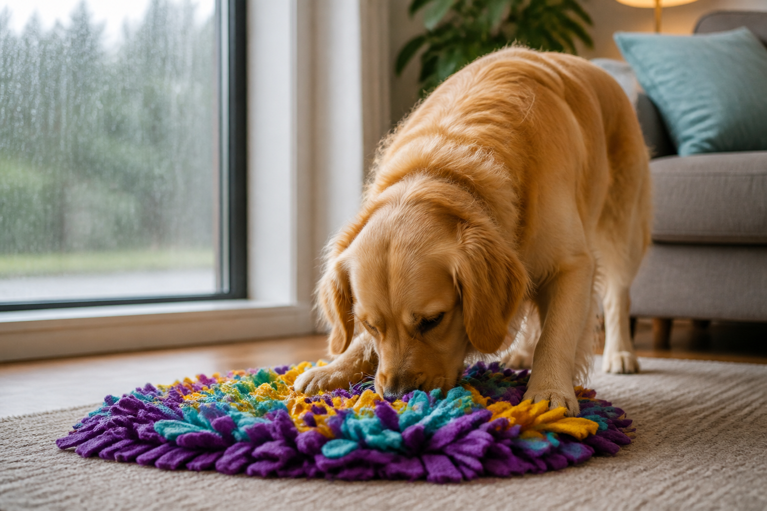 Why a Dog Using Snuffle Mat Games Is the Best Rainy Day Activity