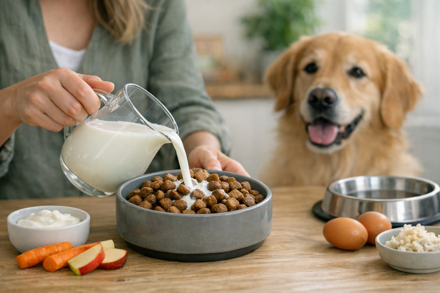 Can You Put Milk on Dry Dog Food? Safety and Alternatives
