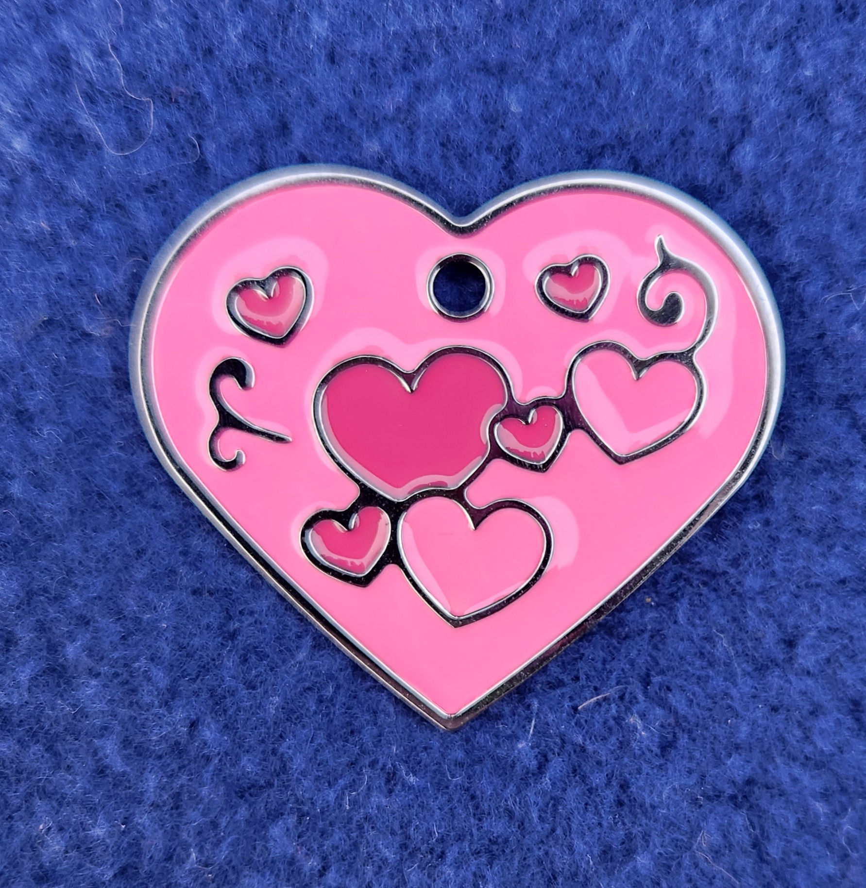 Heart Large Engravable Pet I.D. Tag - Pink Hearts Epoxy - Review Image 1