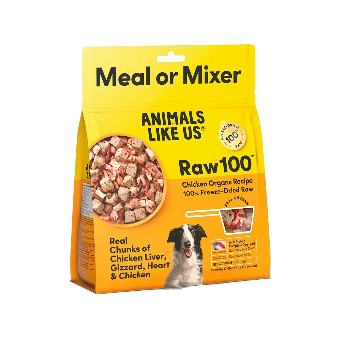 Animals Like Us Raw100 Freeze-Dried Dog Food - Chicken Organs Recipe Meal or Mixer