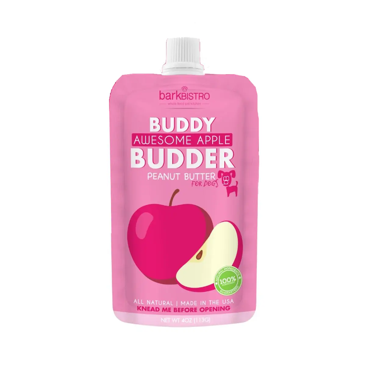 Bark Bistro Buddy Budder Squeeze Pack Dog Peanut Butter - Awesome Apple