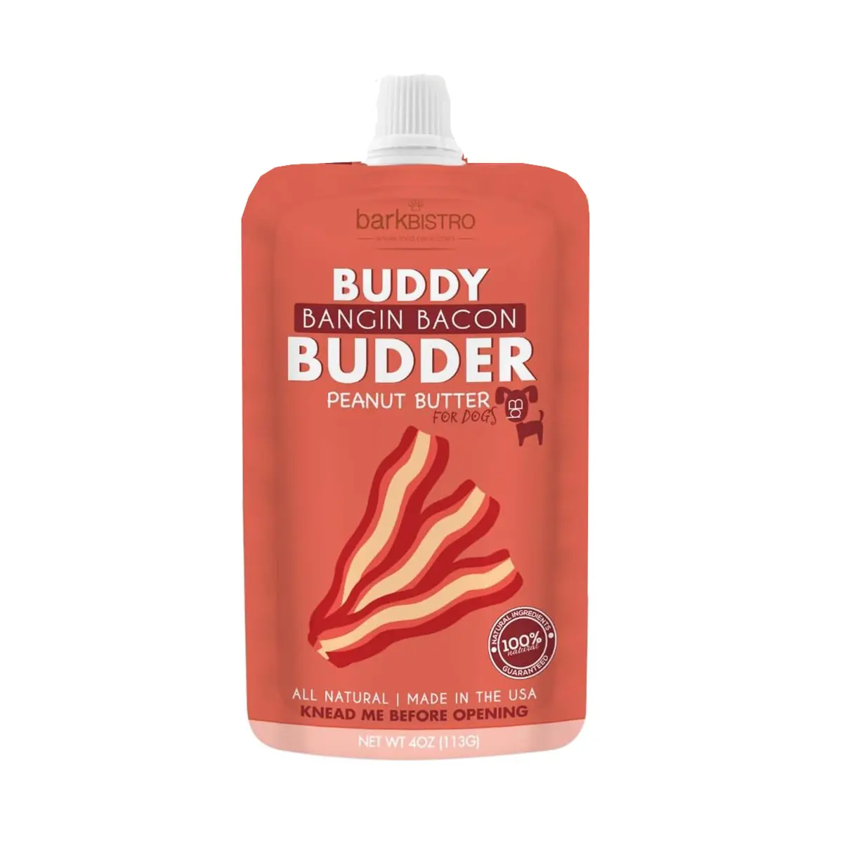 Bark Bistro Buddy Budder Squeeze Pack Dog Peanut Butter - Bangin Bacon
