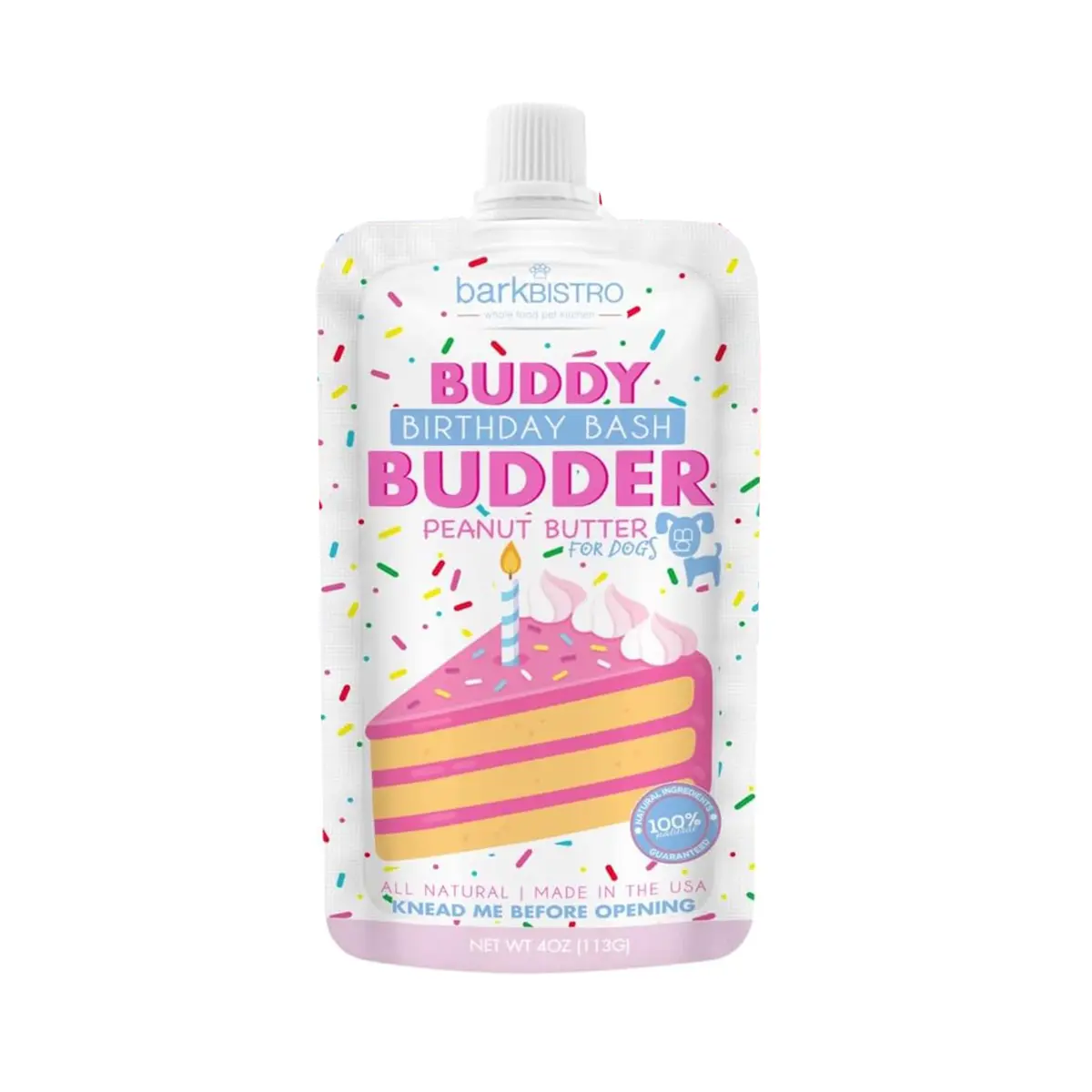 Bark Bistro Buddy Budder Squeeze Pack Dog Peanut Butter - Birthday Bash