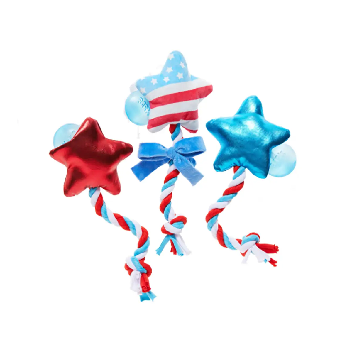 BARK Yankee Doodle Plush Rope Dog Toy - Star Spangled Squeaks