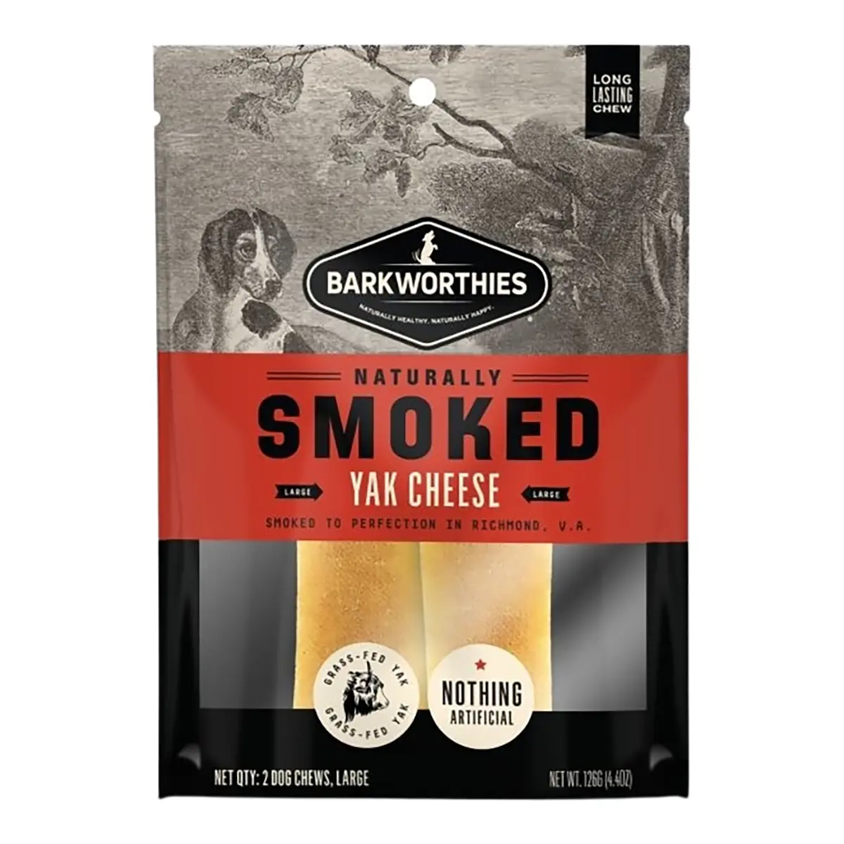 Barkworthies Smoked Large Yak Cheese Dog Treat - Multipack