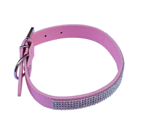 The Dog Squad Bling Bling 5 Row Dog Collar - Light Pink