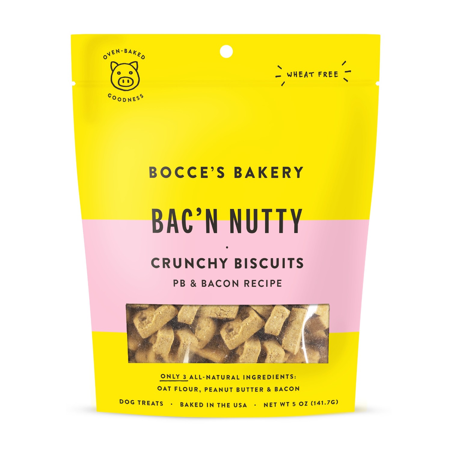 Bocce's Bakery Crunchy Biscuits Dog Treats - Bac N' Nutty