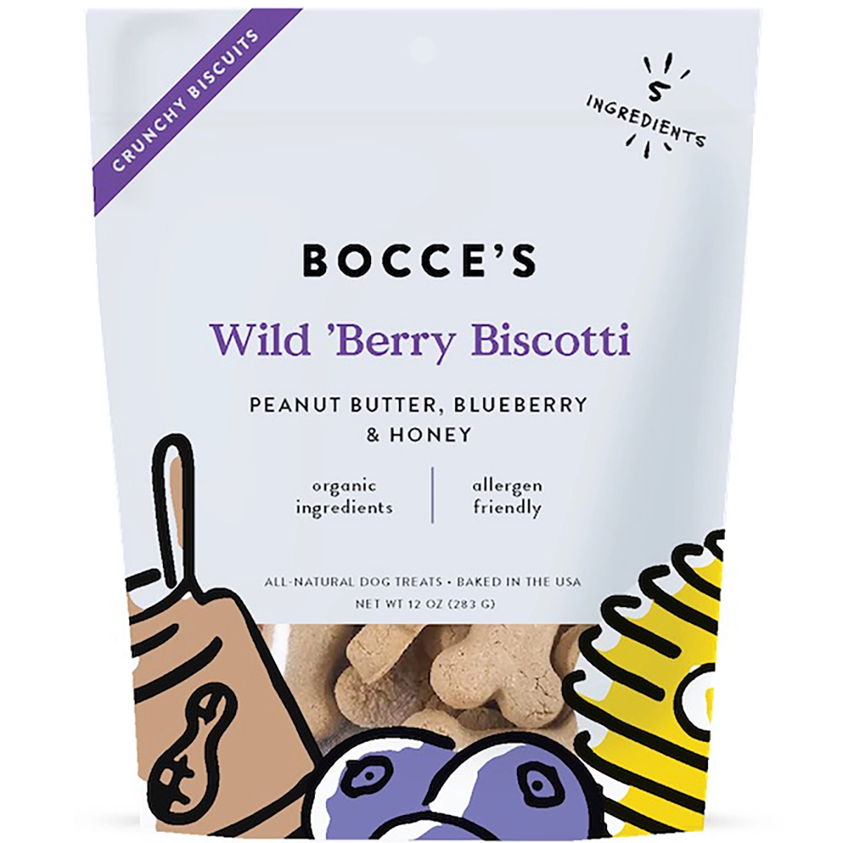 Bocce's Bakery Wild 'Berry Biscotti Crunchy Biscuits Dog Treats 