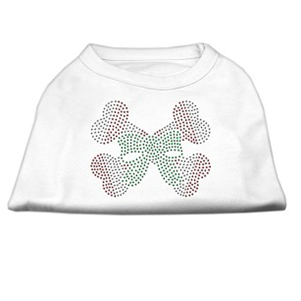 Mirage Candy Cane Crossbones Rhinestone Dog Shirt - White