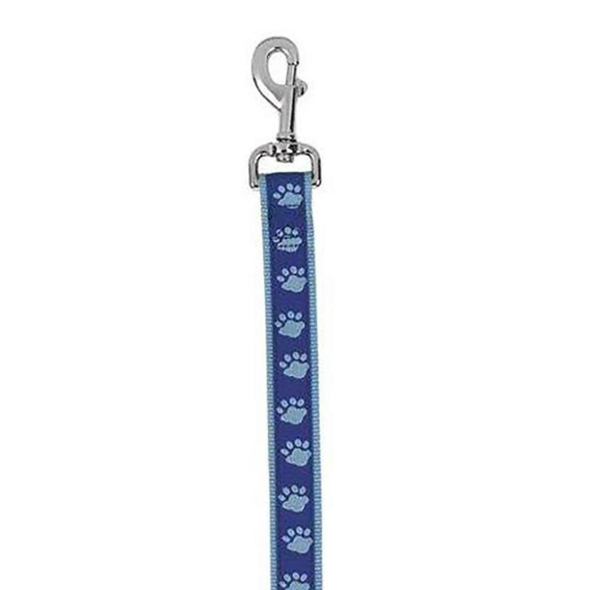 Casual Canine Two-Tone Pawprint Dog Leash - Blue