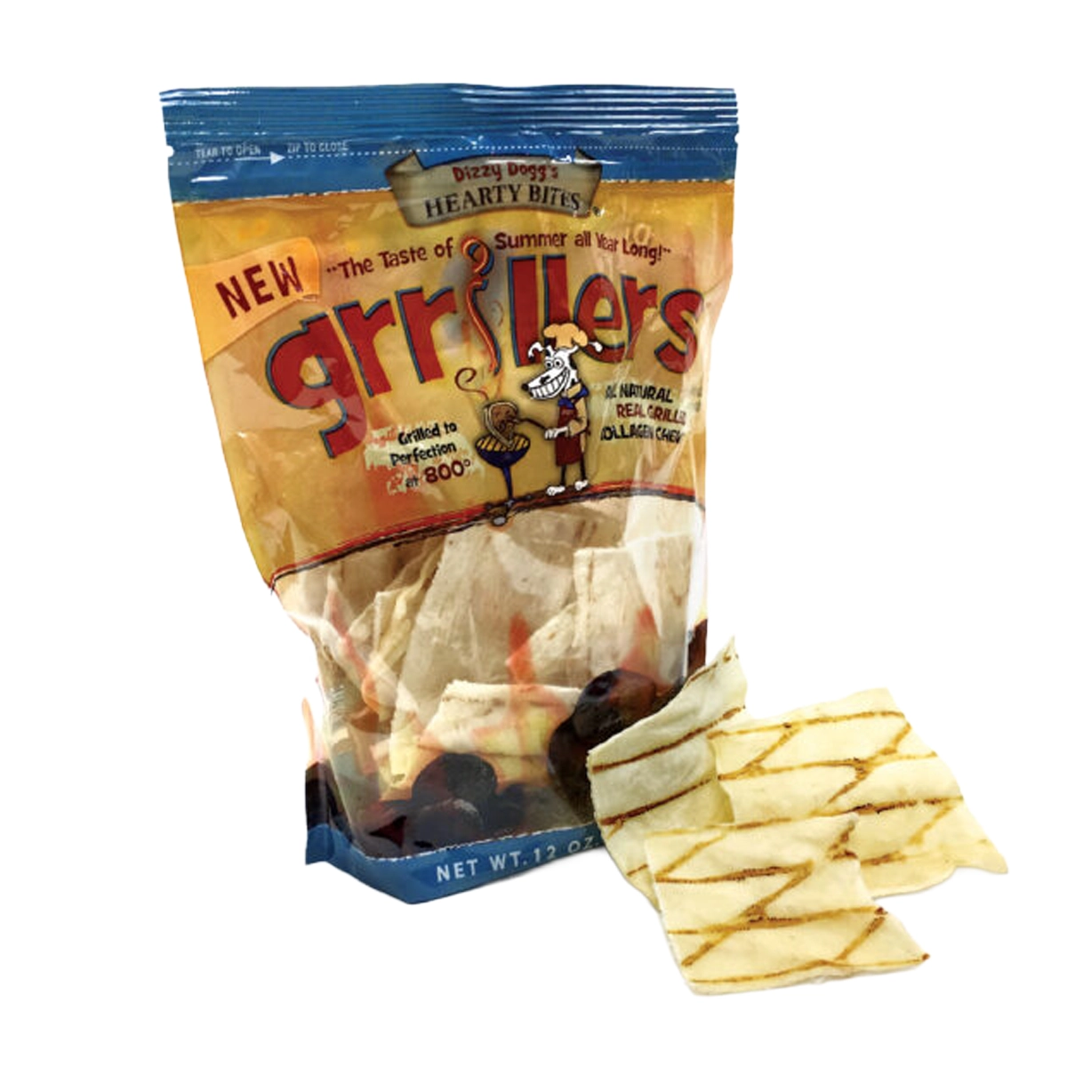 Dizzy Dogg's Hearty Bites Dog Treat - Grillers Collagen Chew