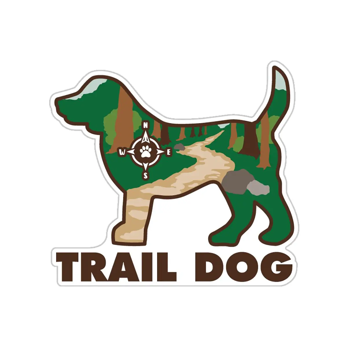 Dog Speak Trail Dog Sticker with Compass