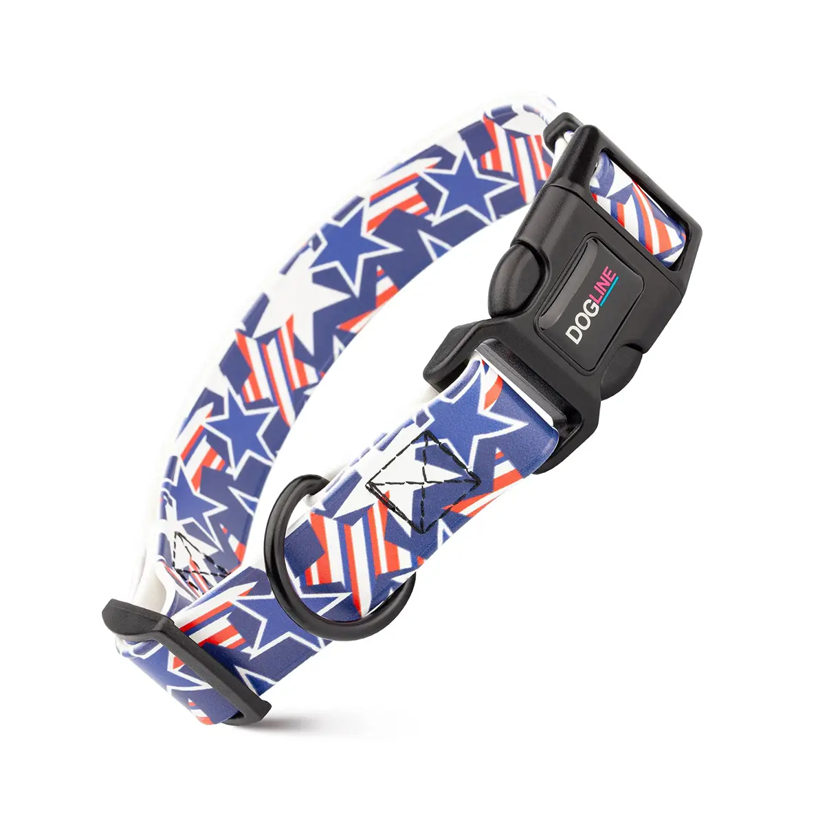 Dogline Biothane Waterproof Printed Adjustable Dog Collar - Patriotic