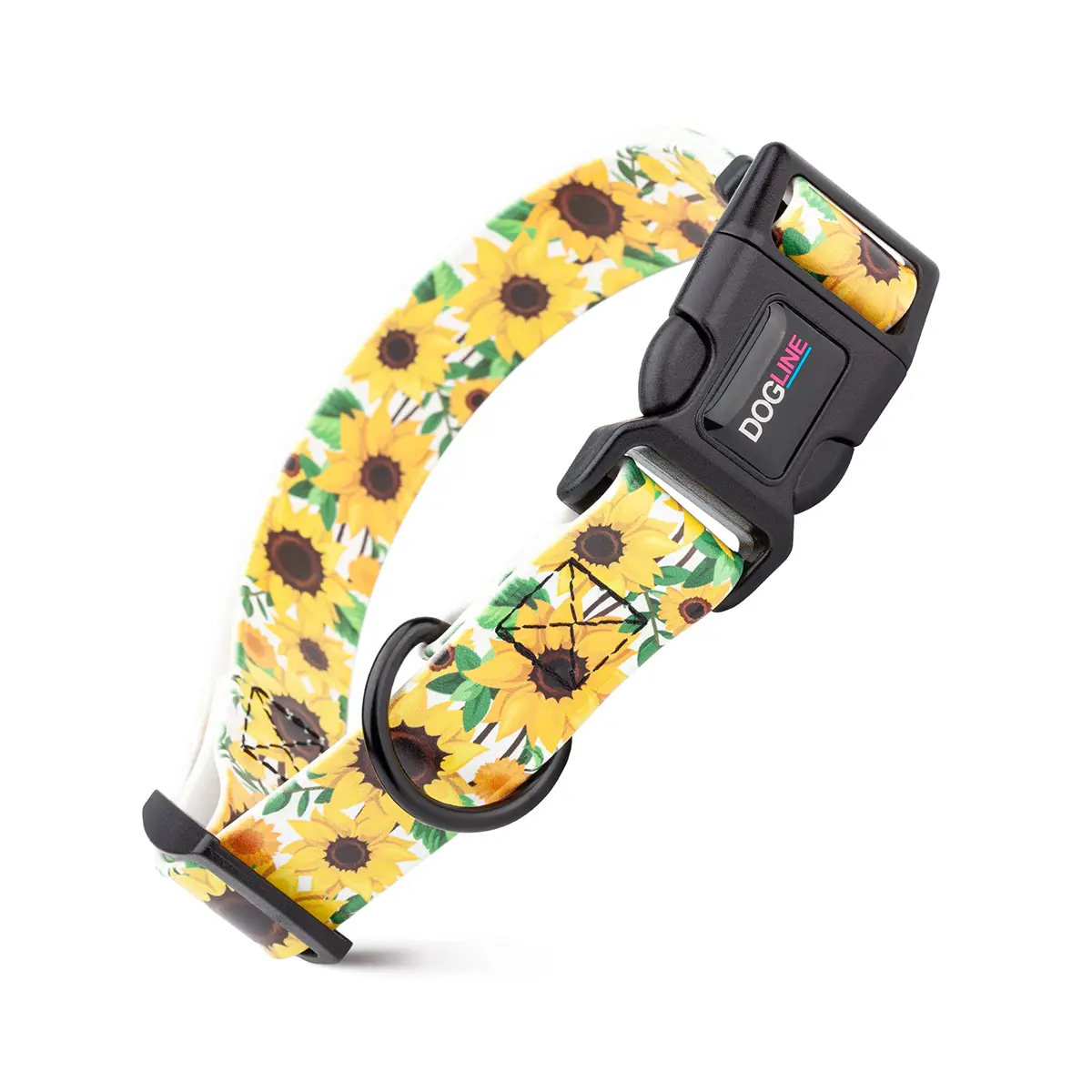 Dogline Biothane Waterproof Printed Adjustable Dog Collar - Sunflowers