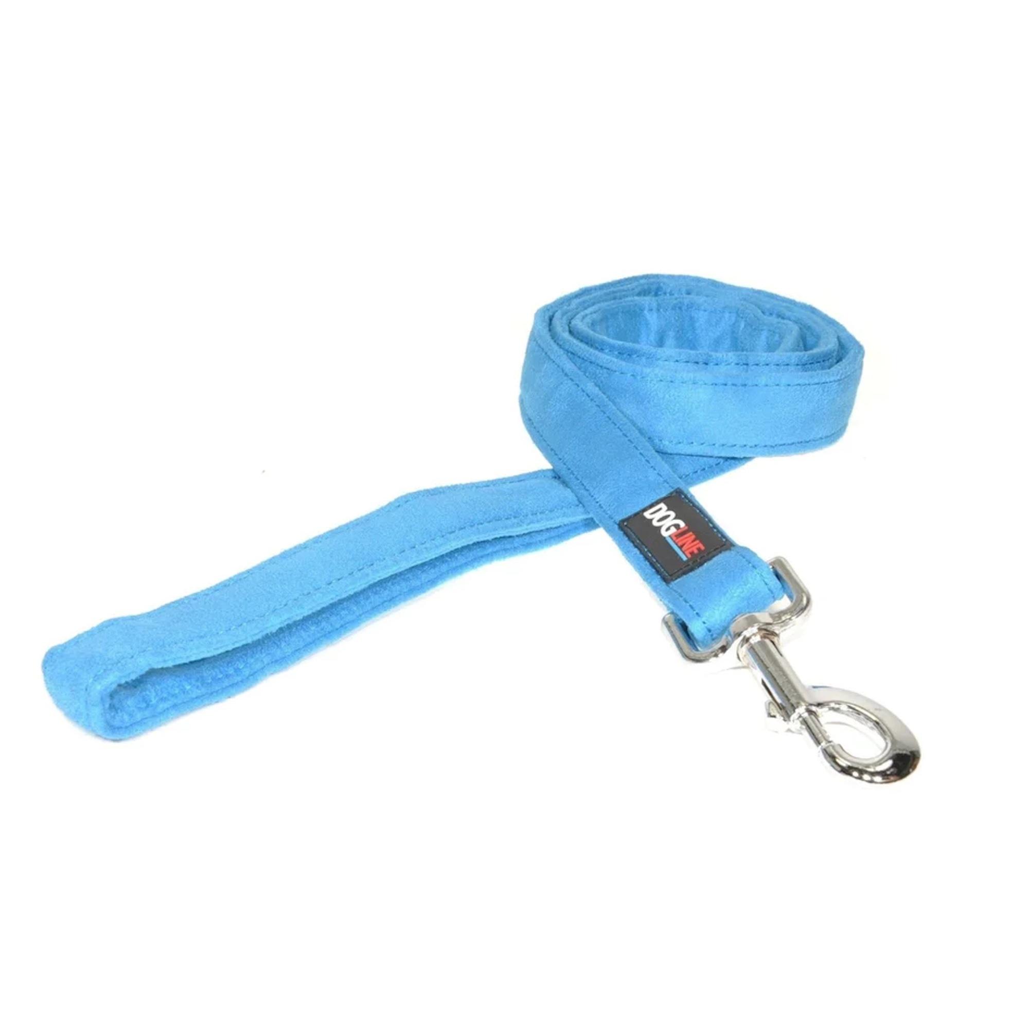 Dogline Flat Microfiber Dog Leash - Cyan