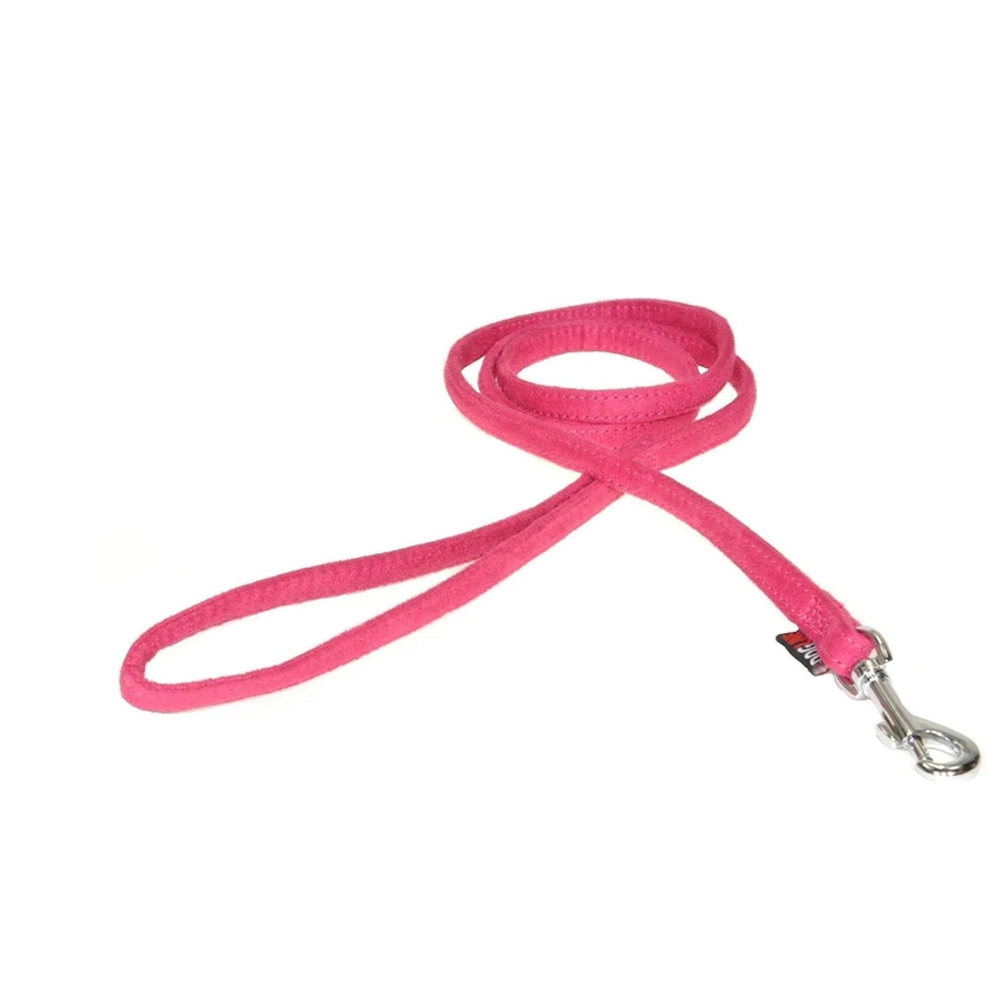 Dogline Flat Microfiber Dog Leash - Hot Pink
