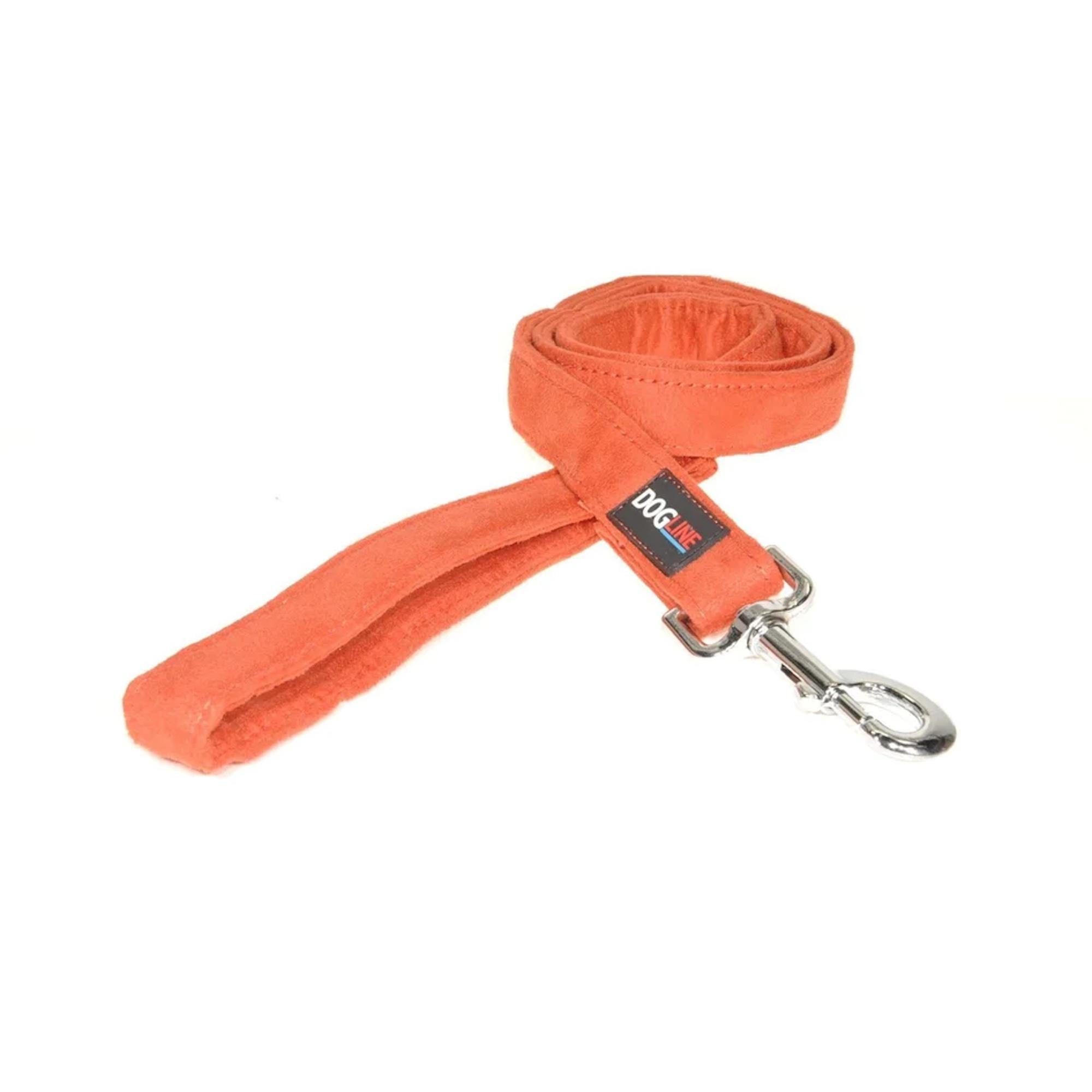 Dogline Flat Microfiber Dog Leash - Orange