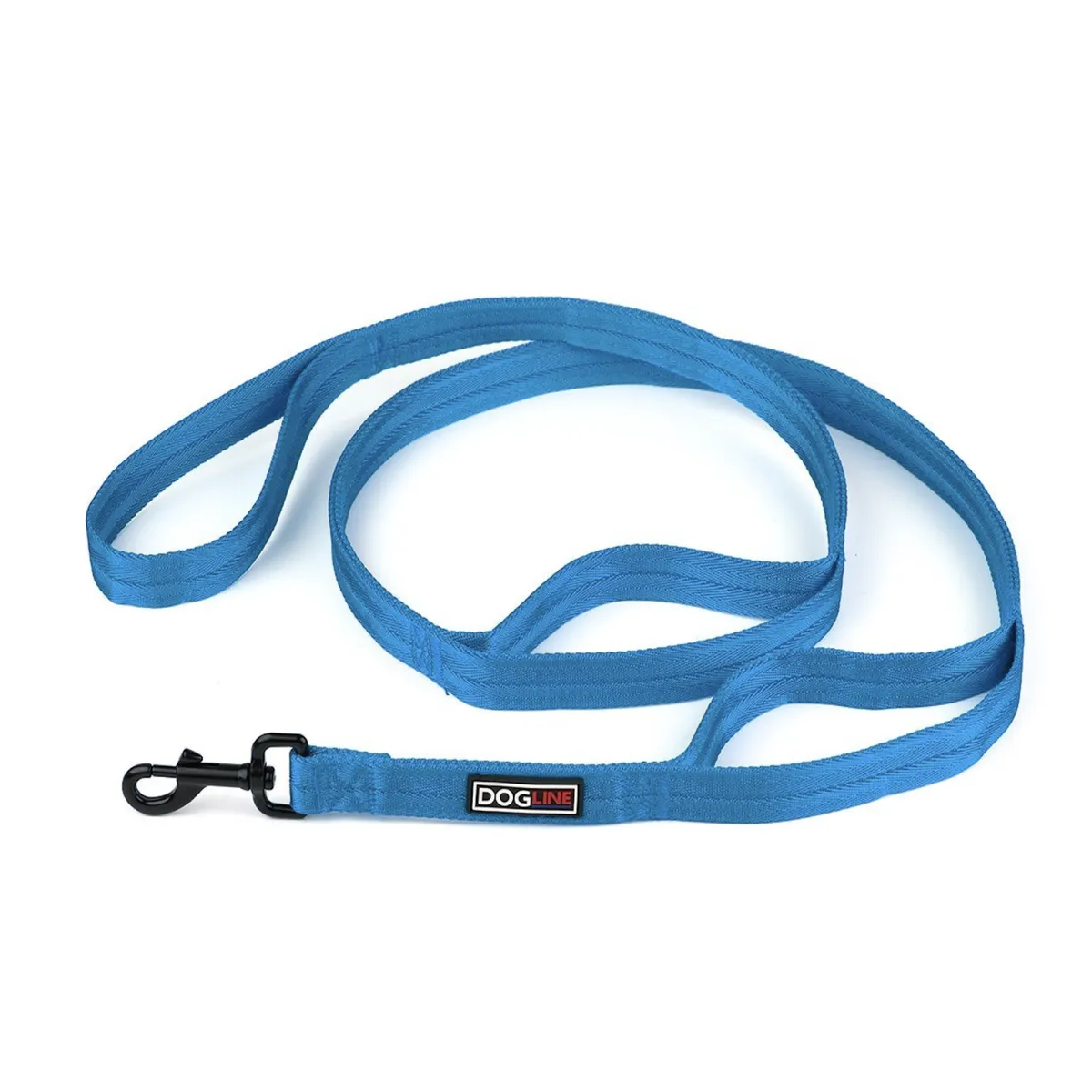 Dogline Multi-Handle Flat Dog Leash - Cyan