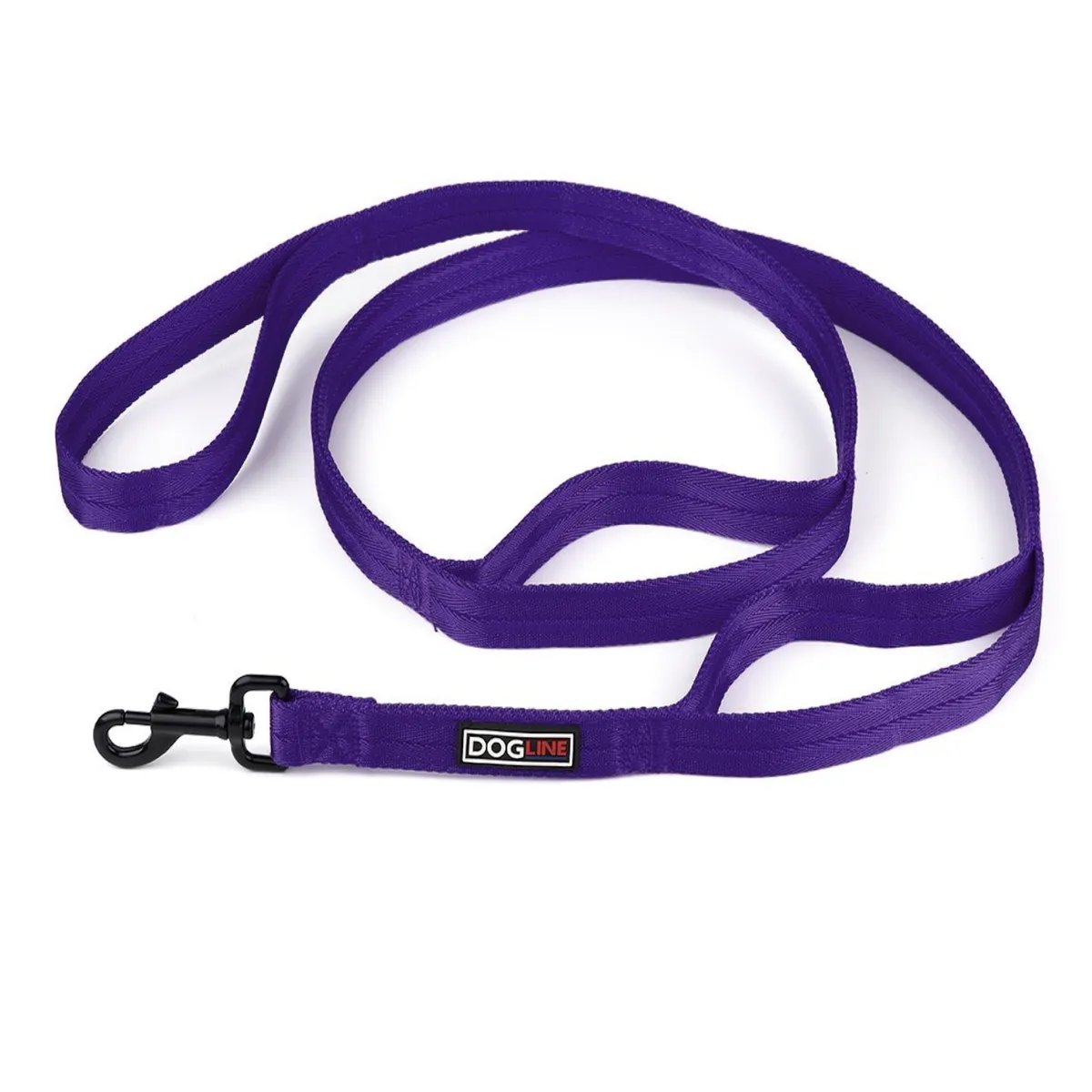 Dogline Multi-Handle Flat Dog Leash - Purple