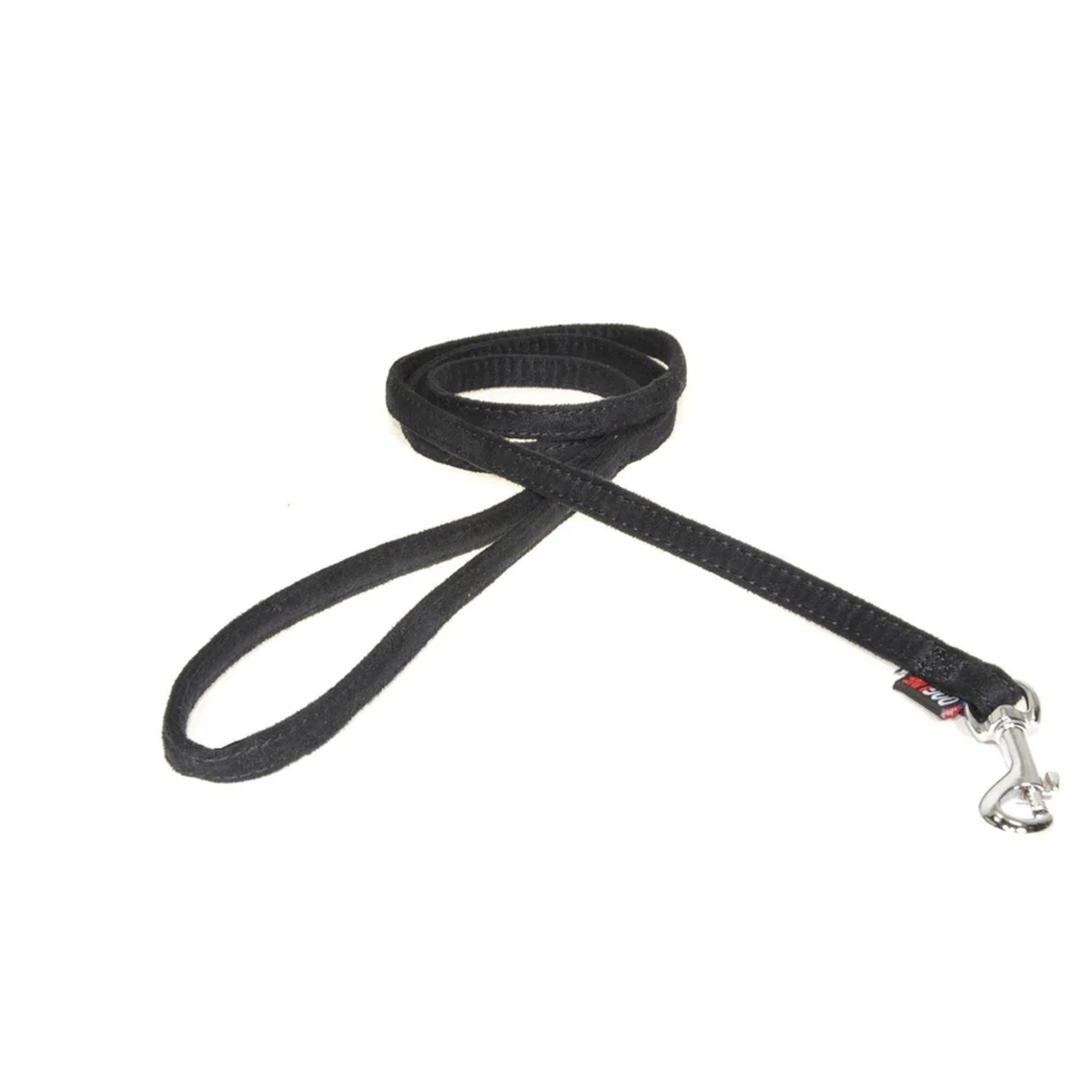 Dogline Flat Microfiber Dog Leash - Black