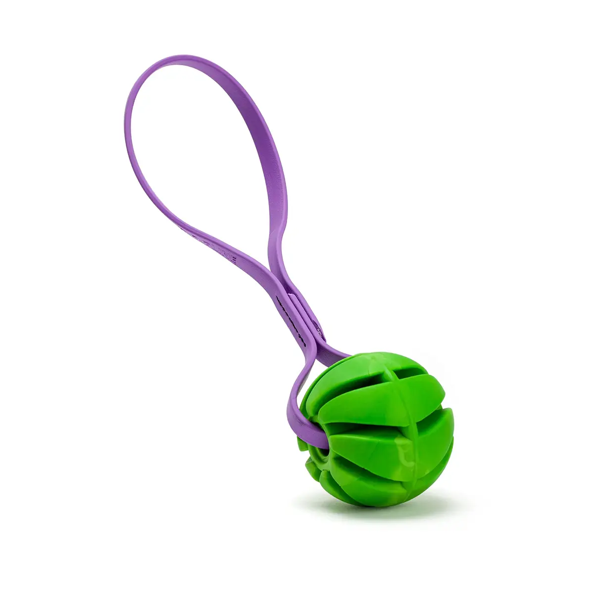 Dogline Rubber Spiral Ball Dog Toy with Biothane Handle - Green