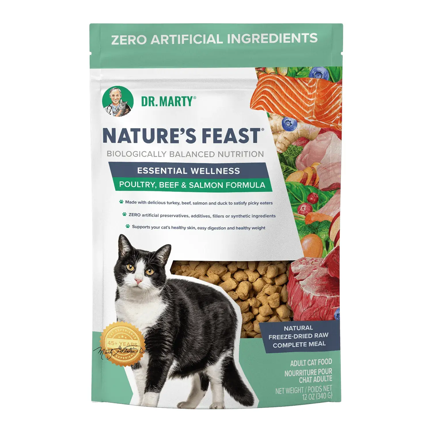 Dr. Marty Nature's Feast Essential Wellness Freeze-Dried Beef, Salmon & Poultry Cat Food