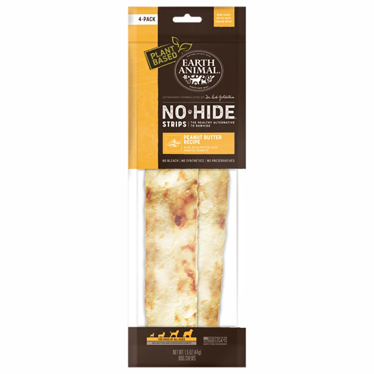 Earth Animal No-Hide Peanut Butter Strips Dog Chews