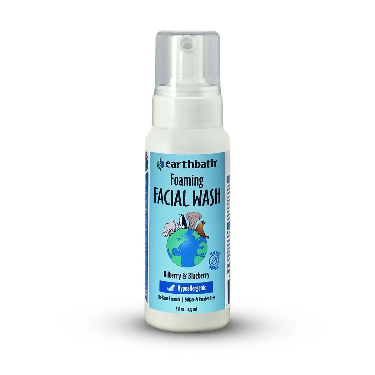 earthbathÂ® Foaming Facial Wash Dog and Cat Hypoallergenic Cleanser - Bilberry and Blueberry