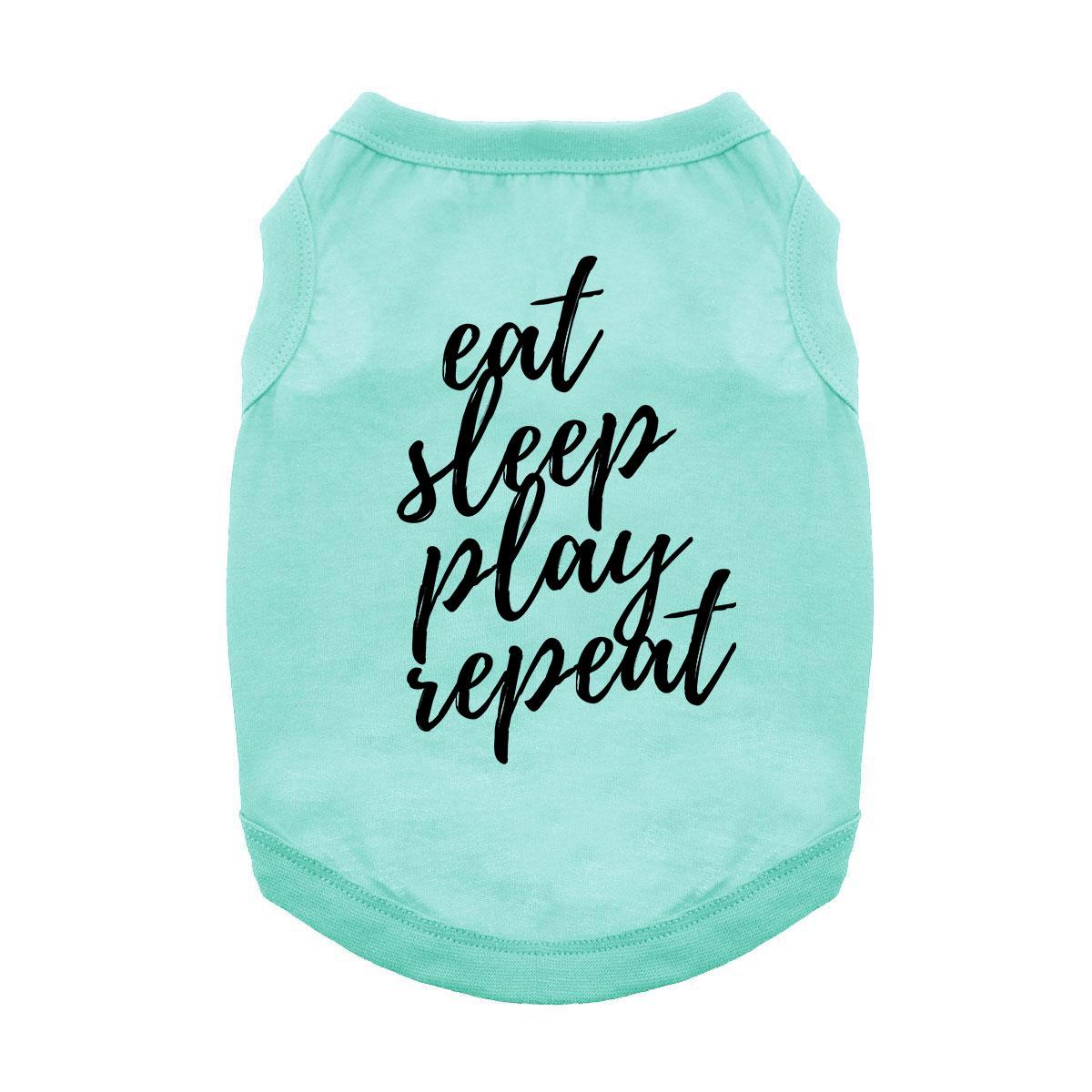 Eat, Sleep, Play, Repeat Dog Tank - Aqua
