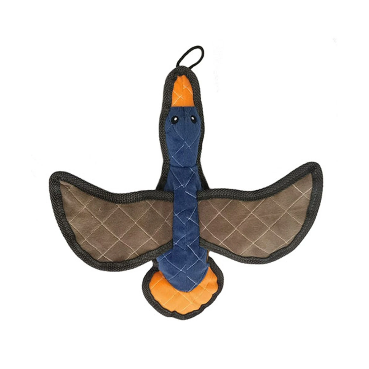 Eddie Bauer Quilted Goose Dog Toy - Navy, Gray & Orange