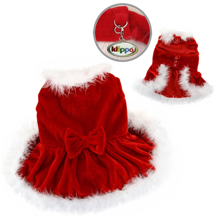 Elegant Christmas Furry Dog Dress by Klippo | BaxterBoo