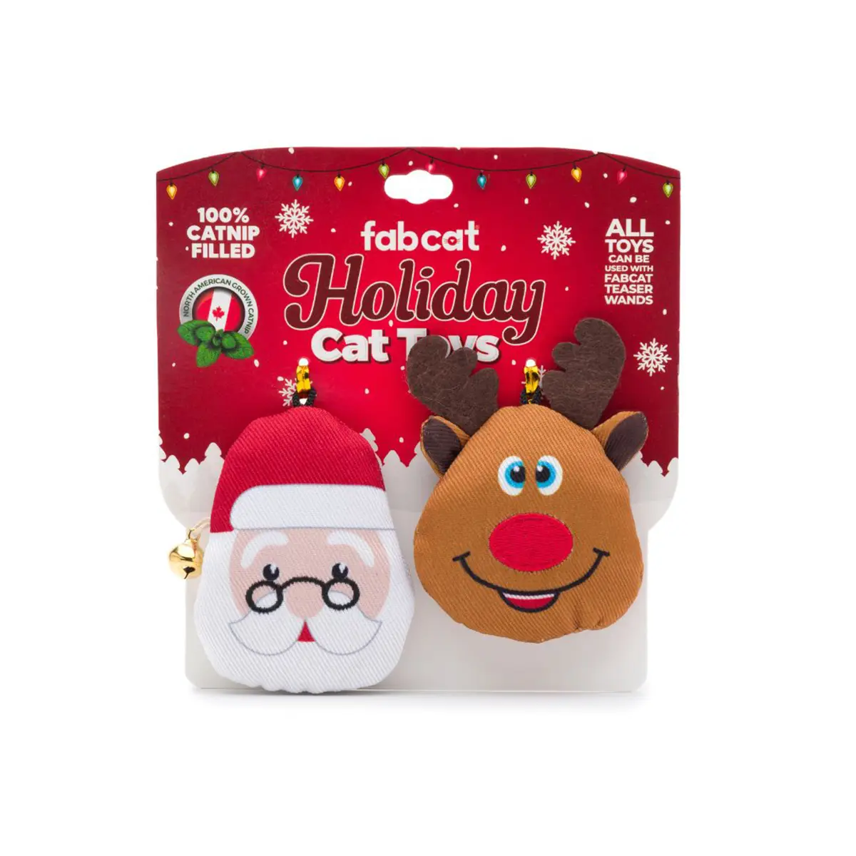 fabcat Holiday Cat Toys - Santa & Reindeer