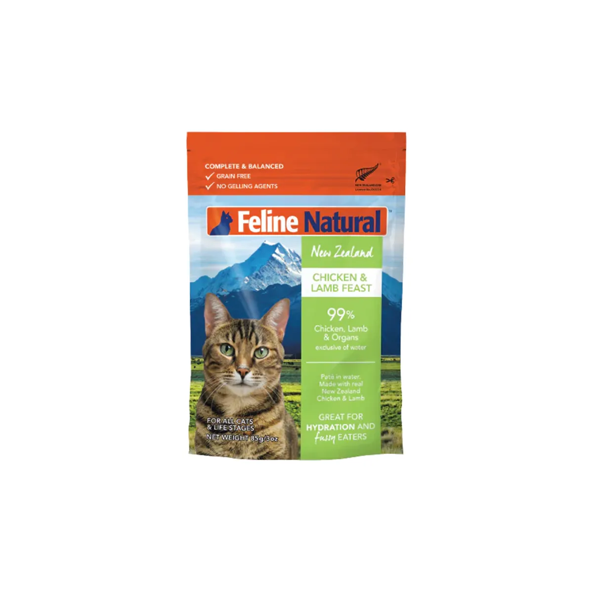 Feline Natural Grain Free Pouches Wet Cat Food - Chicken & Lamb