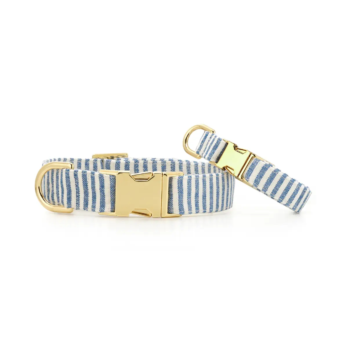 The Foggy Dog Cotton Dog Collar - Lake Blue Stripe 