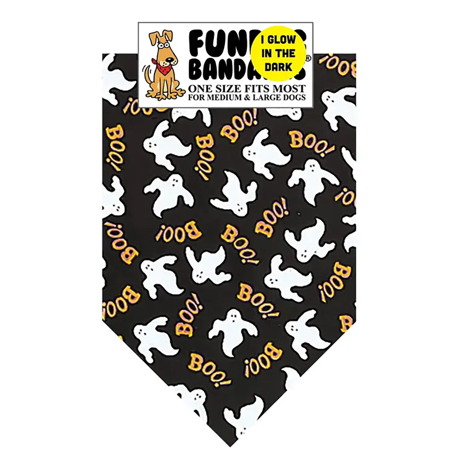 FunDog Bandanas Boo Ghost Glow Cotton Dog Bandana
