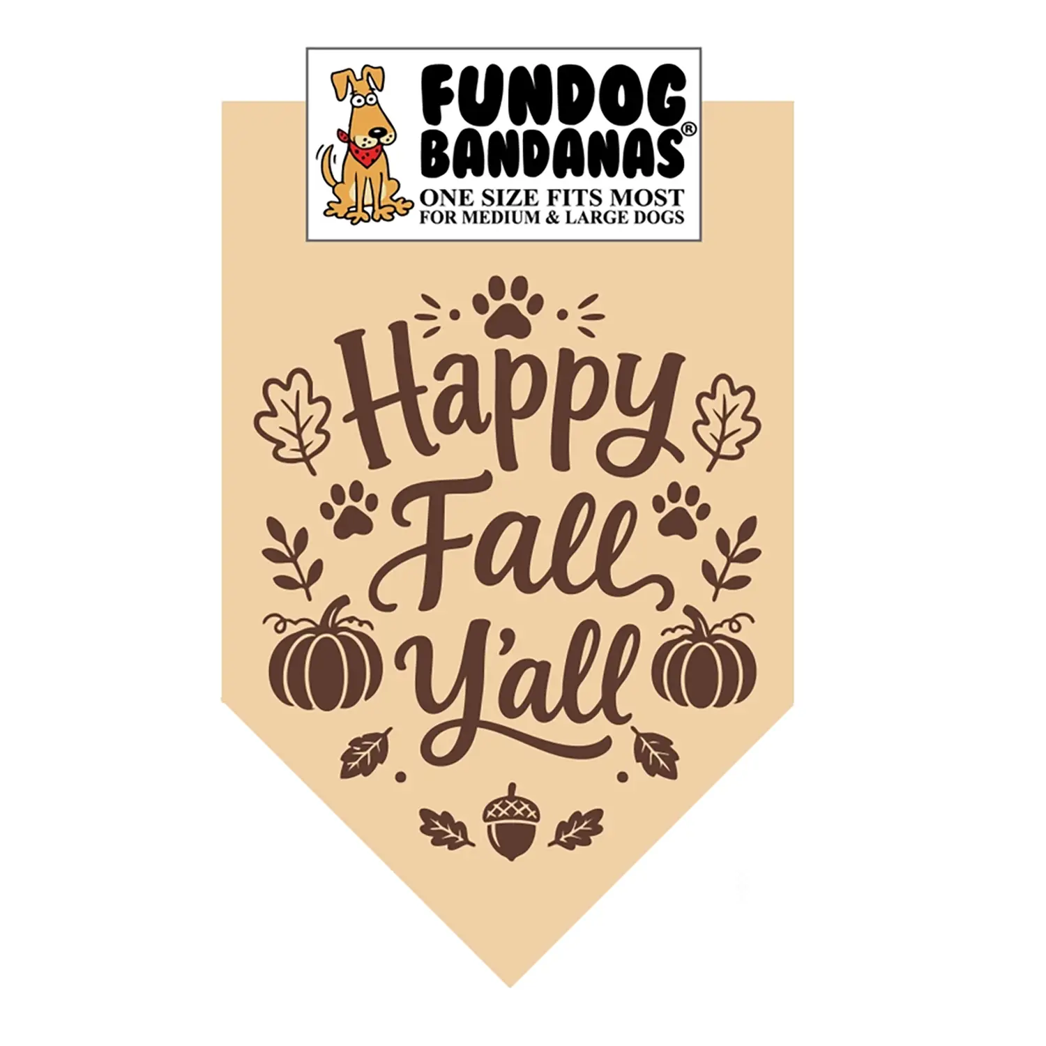 FunDog Bandanas Happy Fall Y'all Cotton Dog Bandana 