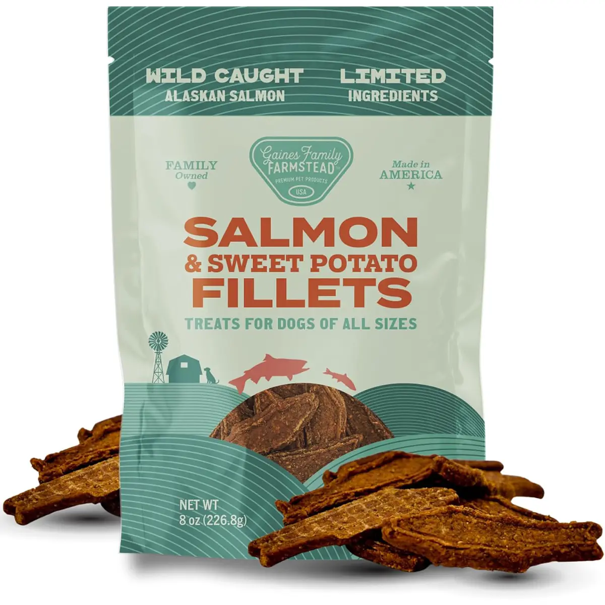 Gaines Family Farmstead Sweet Potato & Salmon Fillets Dog Treats