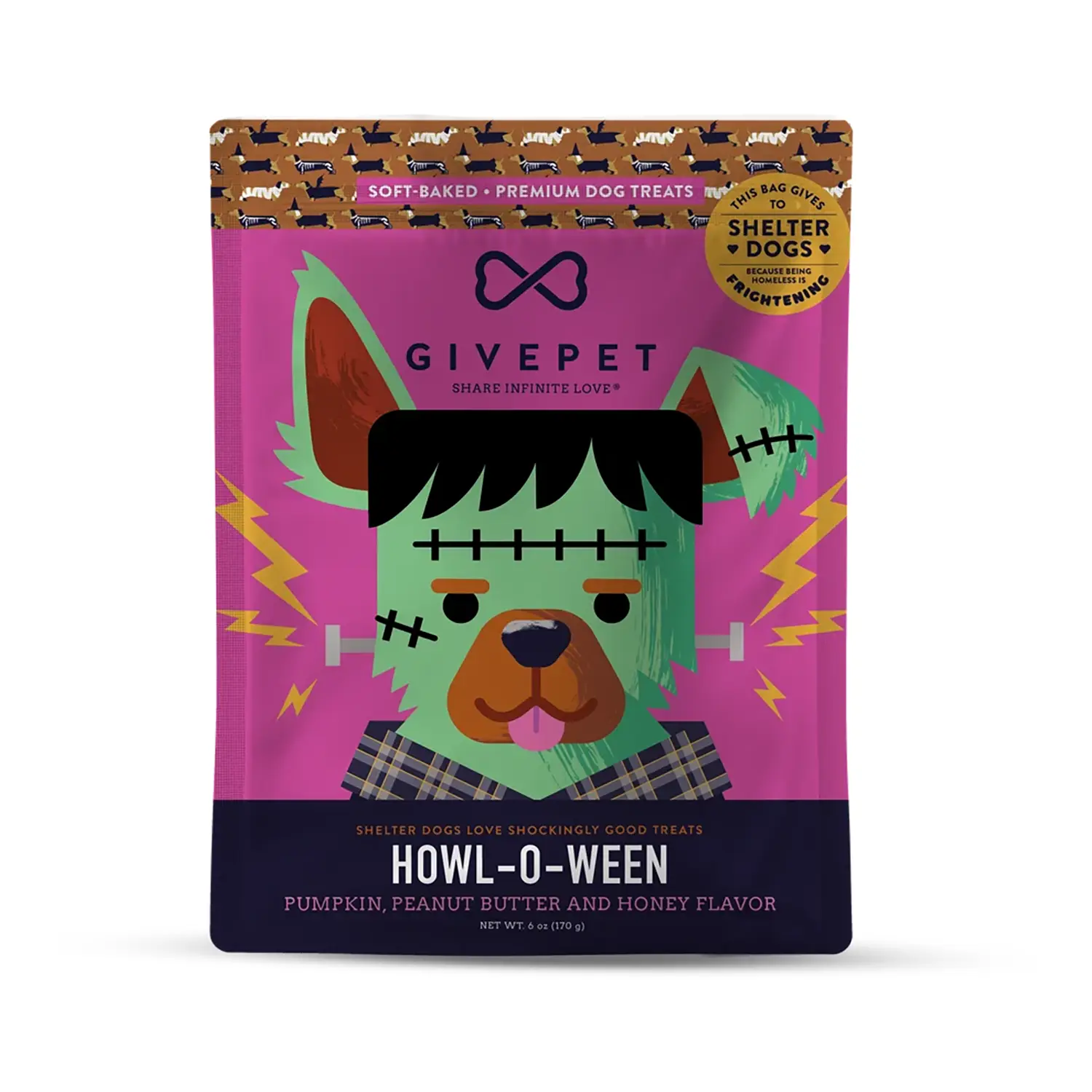 GivePet Howl-O-Ween Soft & Chewy Dog Treats - Pumpkin, Peanut Butter, and Honey