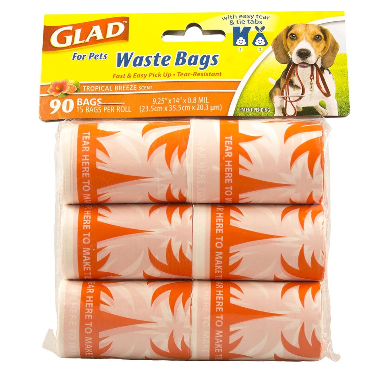 Glad for Pets Extra Large Scented Dog Waste Bags Refills - 90 Count