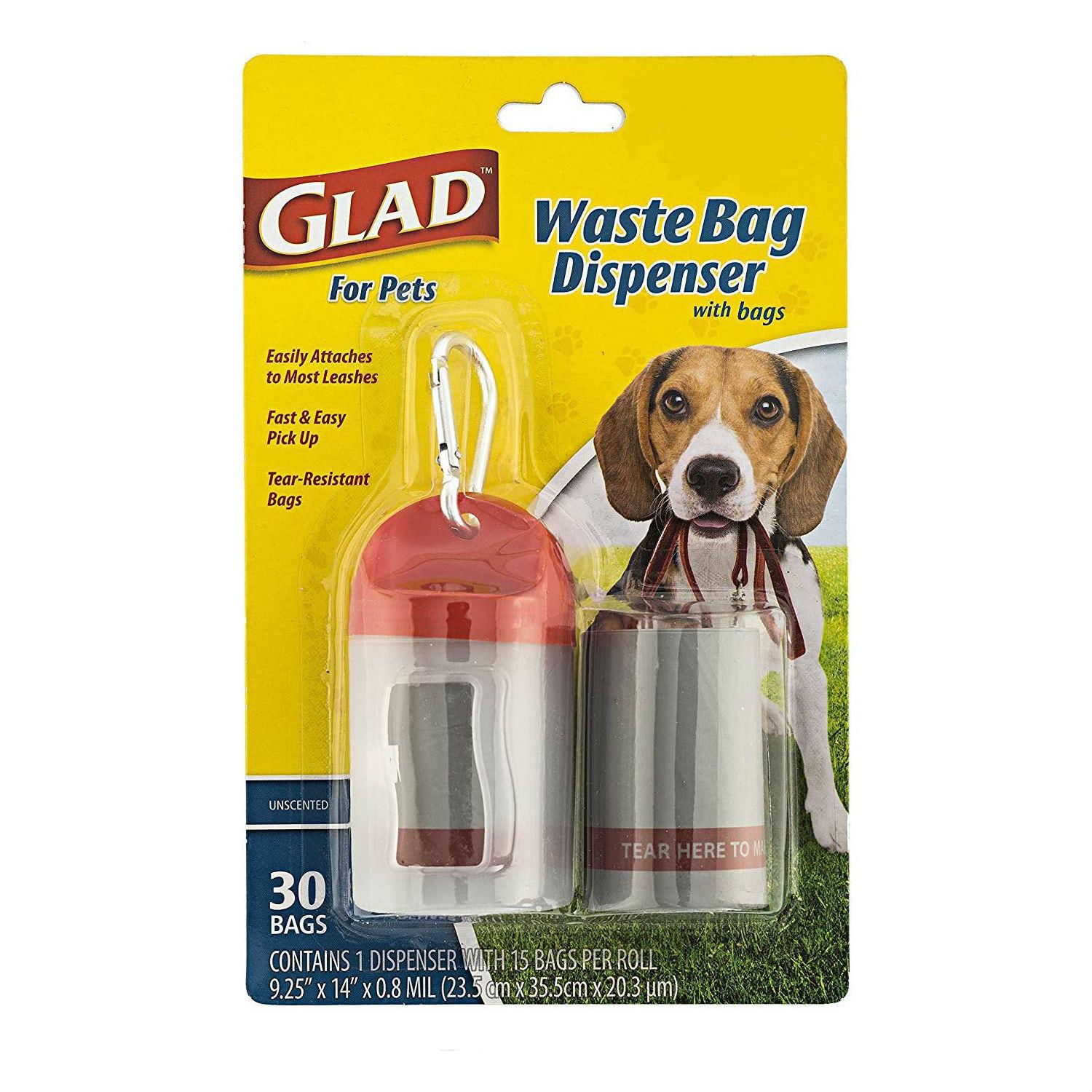 Glad for Pets Extra Large Unscented Dog Waste Bags and Dispenser - 30 Count