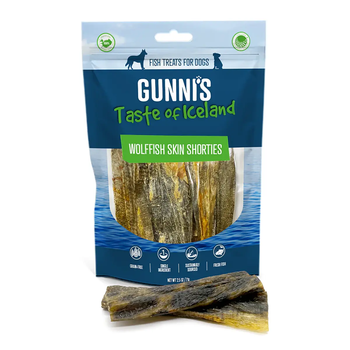 Gunni's Wolffish Skin Shorties Dog Treat