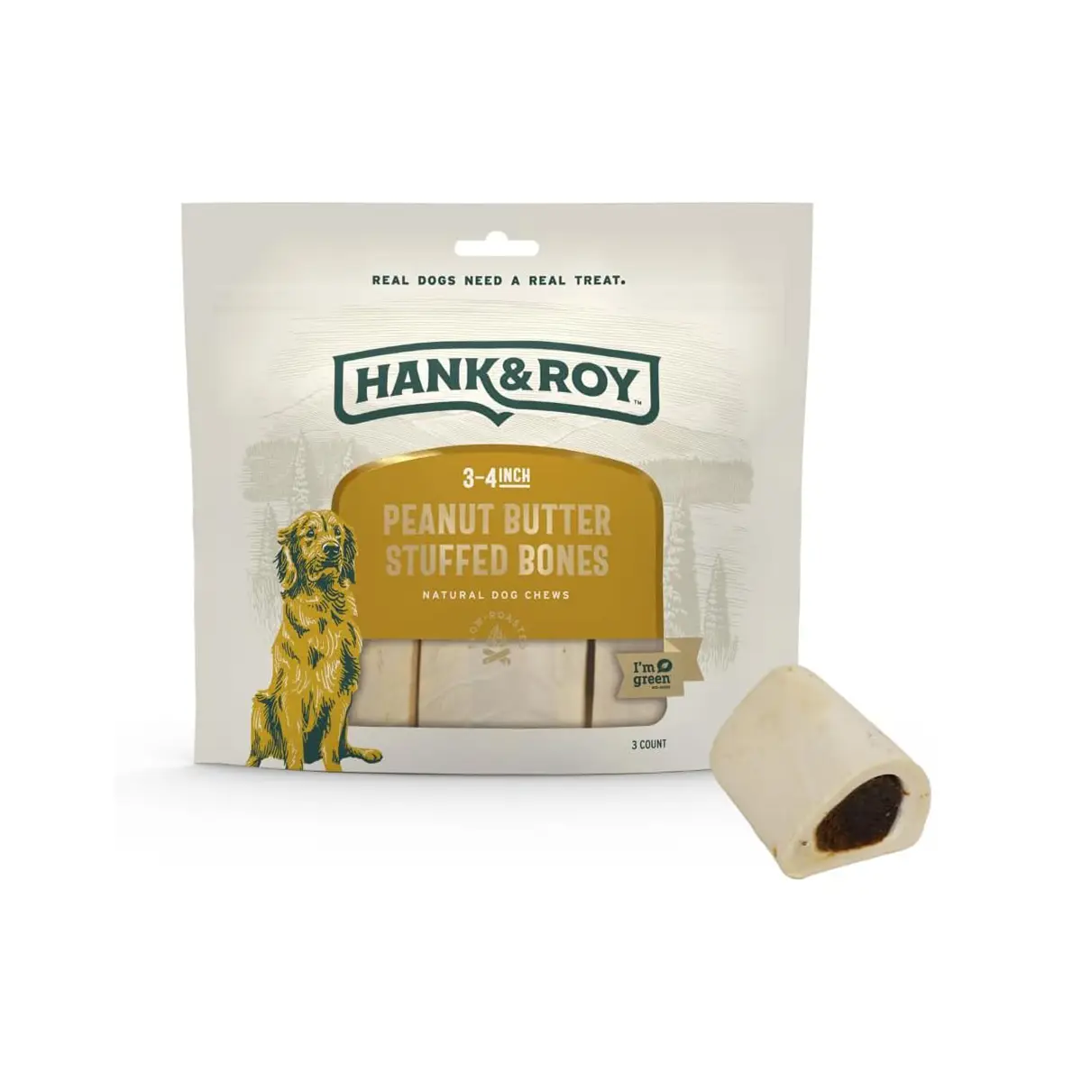 Hank & Roy Natural Dog Treats - Peanut Butter Stuffed Bones