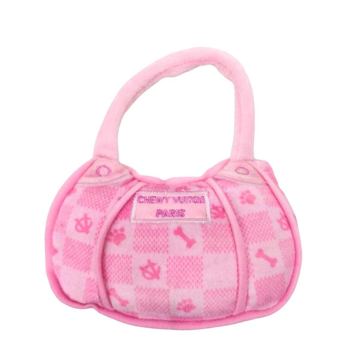 Haute Diggity Dog Designer Handbag Plush Dog Toy - Pink Checker
