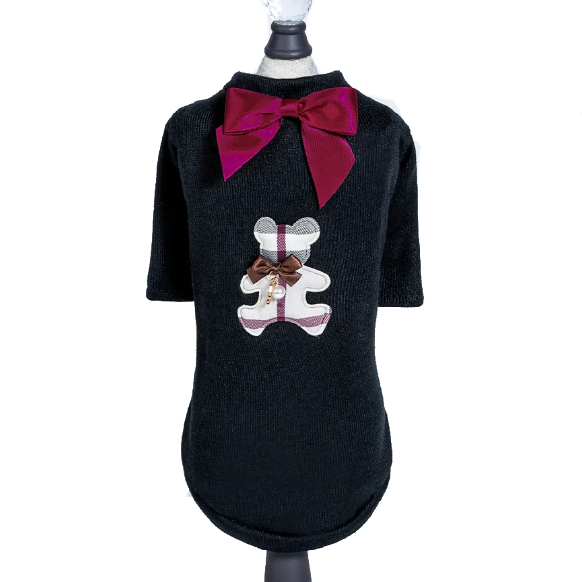 Hello Doggie Burberry Bear Dog T-Shirt - Black