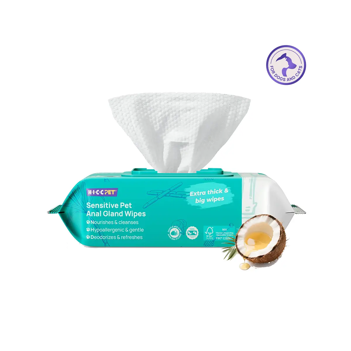 HICC PET Sensitive Anal Gland Wipes for Dogs & Cats