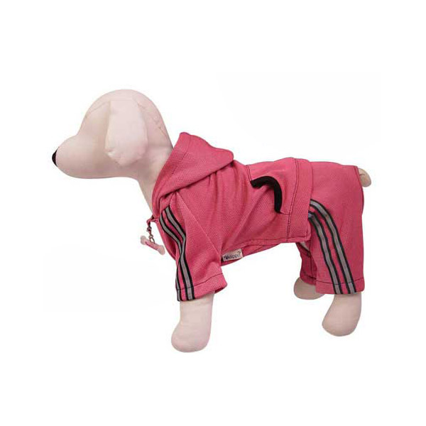 Hooded Dog Jumpsuit with Reflective Stripes by Klippo - Pink at BaxterBoo