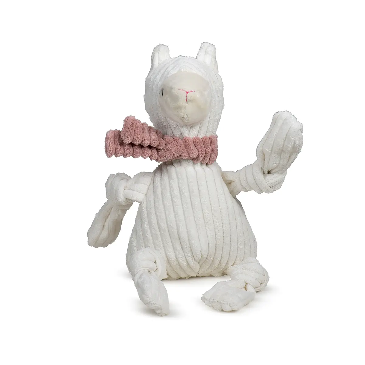 HuggleHounds Wild Things Knottie Dog Toy - White Lillie Llama